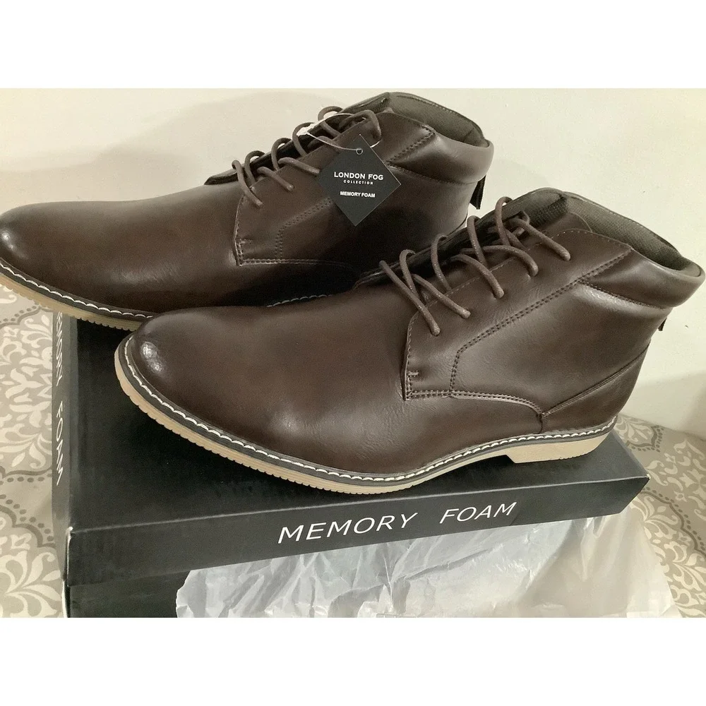 LONDON FOG Brown Tyler Chukka Boots Men's Memory Foam - NIB NEW -Sizes 11M